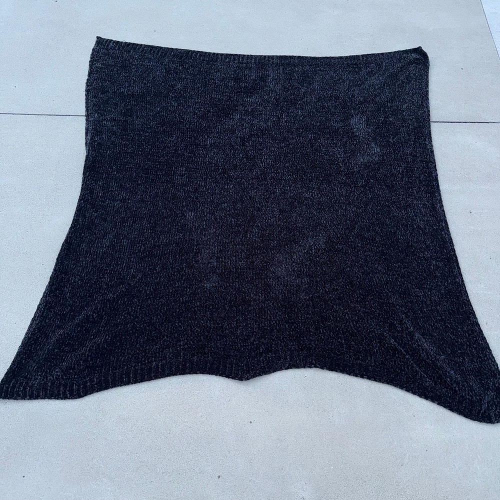 Threshold Chenille Throw Blanket Charcoal Gray Soft Knit Recycled Poly 50x51